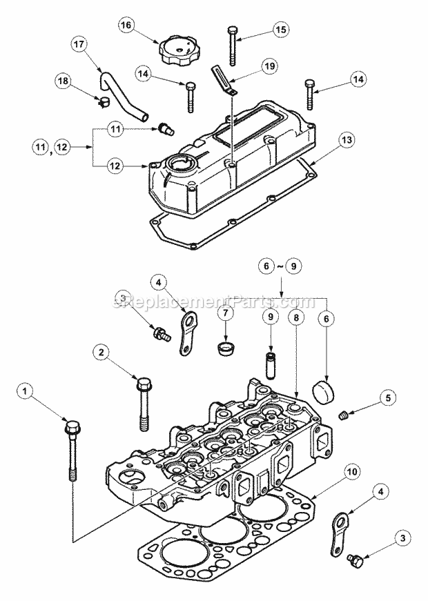 Cylinder Head Diagram and Parts List for 7532 54AF44G-710, 54AH44G-710, 54AN44G-710 Cub Cadet Lawn Tractor